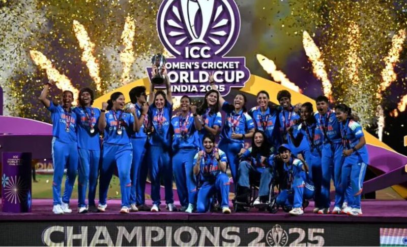 Indian players celebrate ICC Women’s World Cup final