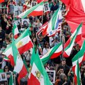 Iran protest and flags