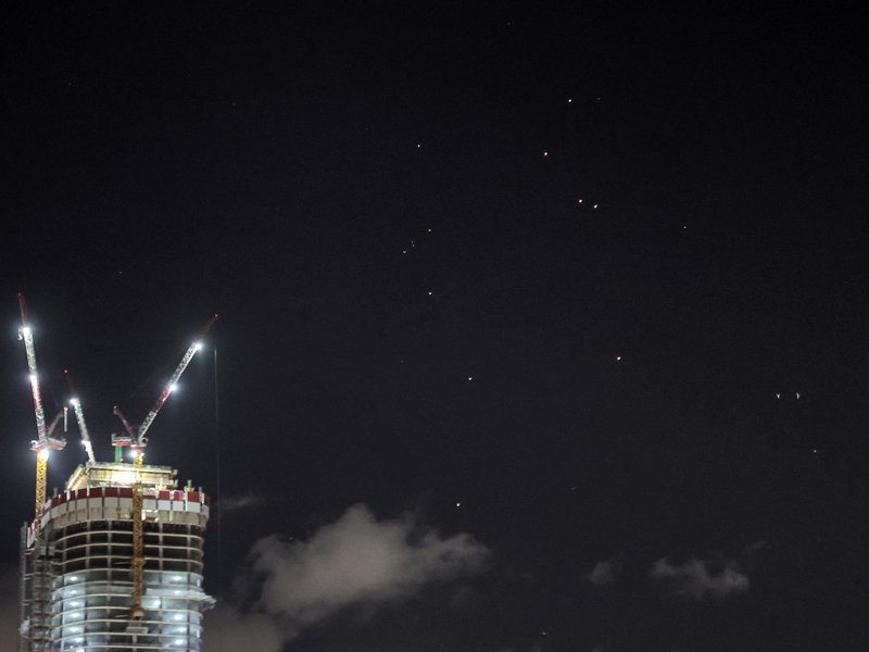 Projectiles being intercepted by Israel above Tel Aviv on October 1, 2024