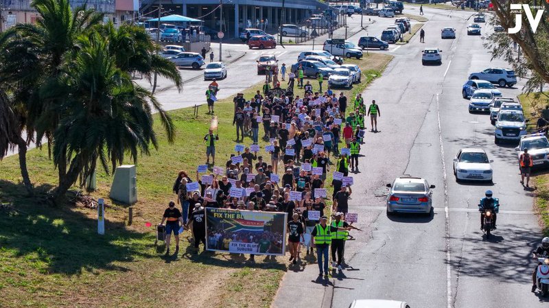A group of Bluff residents marching for service delivery