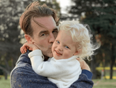 James van der Beek kisses daughter on the cheek