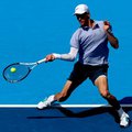Jannik Sinner of Italy returns a shot to to Daniel Elahi Galan of Colombia during the Cincinnati Open
