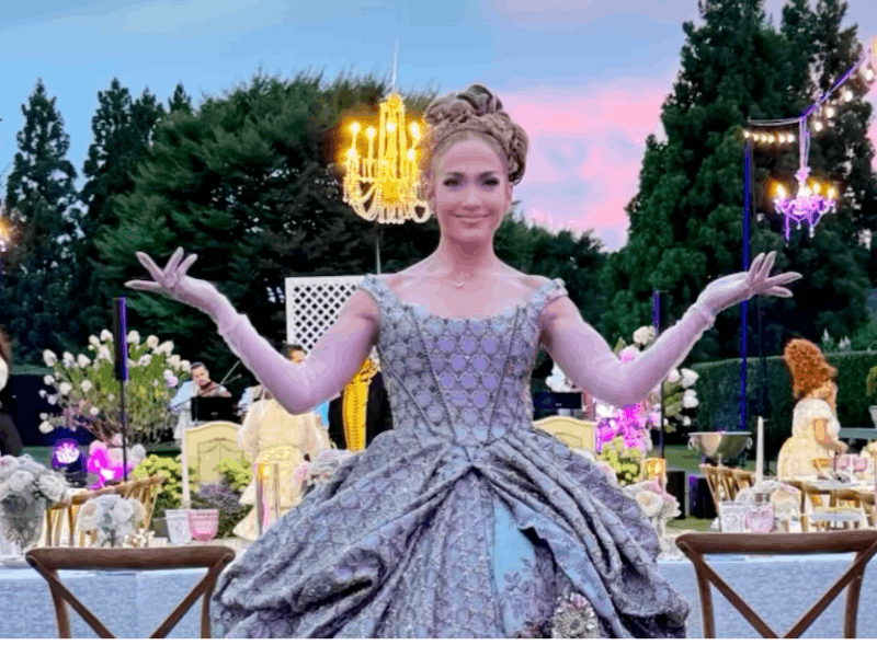 Jennifer Lopez wearing a Regency era gown