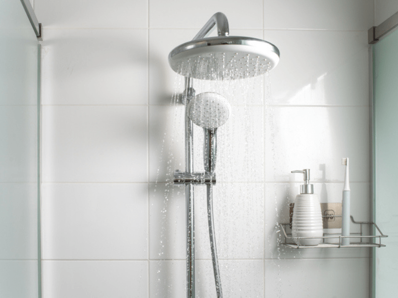 Jets of clean water flowing in a shower