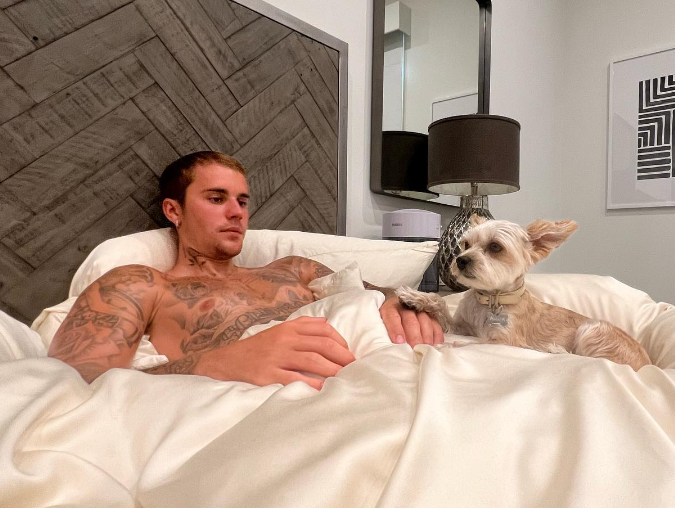 Justin Bieber and his dog