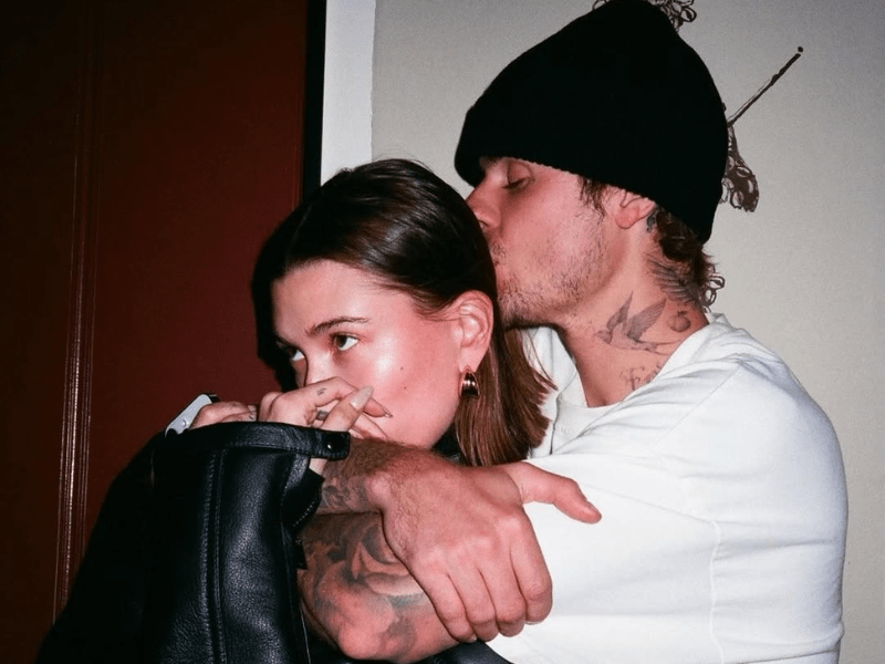 Justin Bieber kisses Hailey Bieber on the head