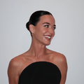 Katy Perry wearing a strapless black dress