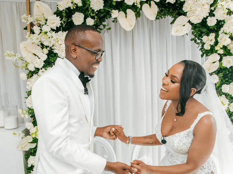 Khaya Mthethwa and Sine Ndlovu on their wedding day