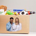 Kiddies hotline Stacey and J Sbu with toy box