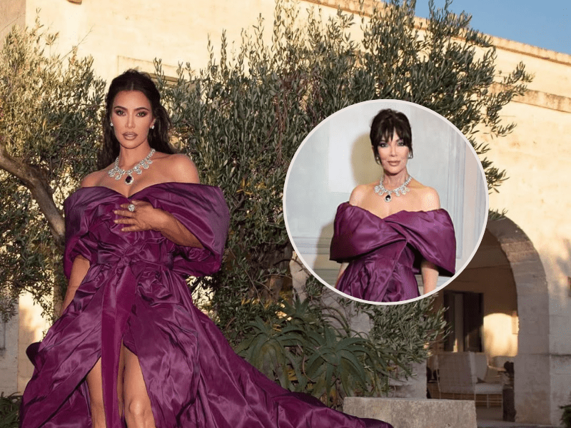 Kris Jenner and Kim Kardashian wearing the same Dolce & Gabbana dress