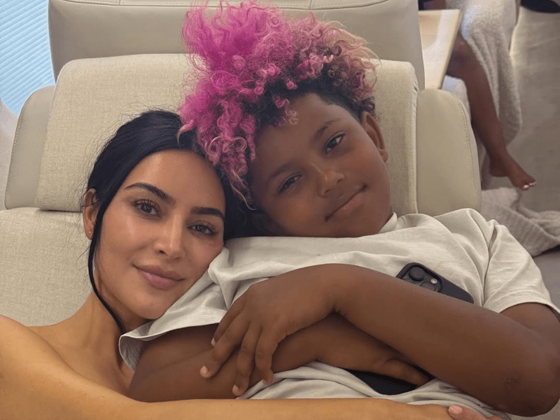 Kim Kardashian and her son Saint West