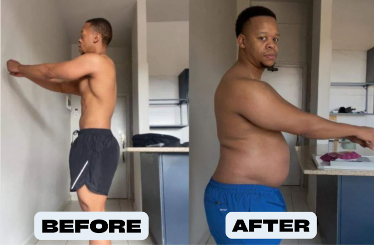 Kopano before and after his weight gain journey