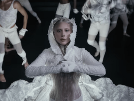 Lady Gaga wearing a fantasy inspired white outfit