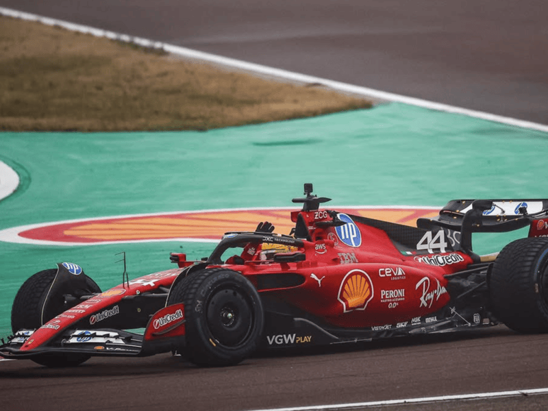 Lewis Hamilton driving a Ferrari for first time