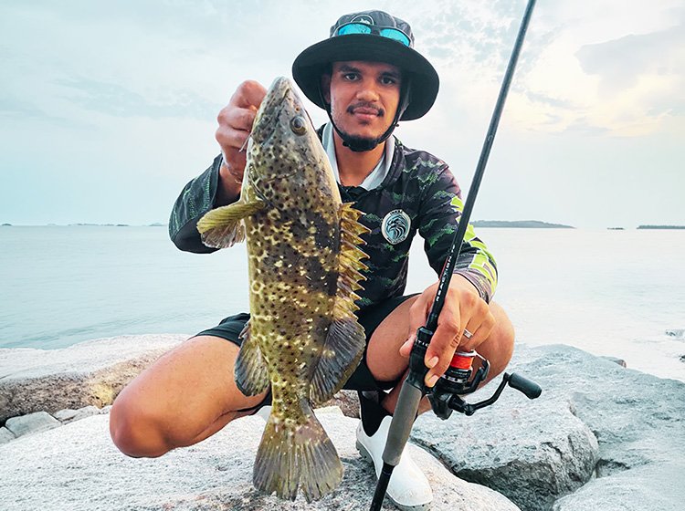 Leylan Vandayar with a rockcod caught on light tackle in Richards Bay