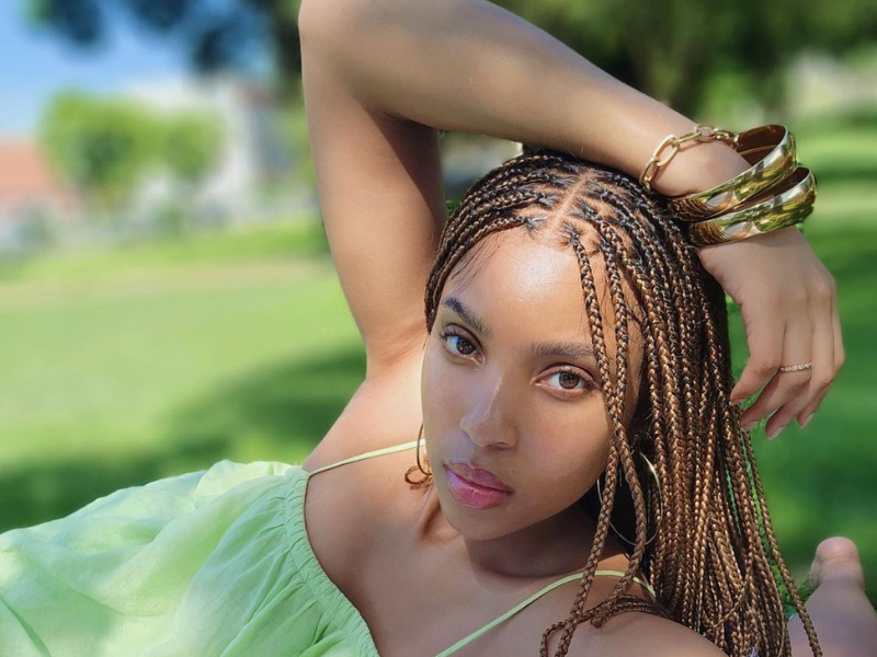 Actress Linda Mtoba in a green dress