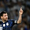 Lionel Messi celebrates scoring Argentina's second goal