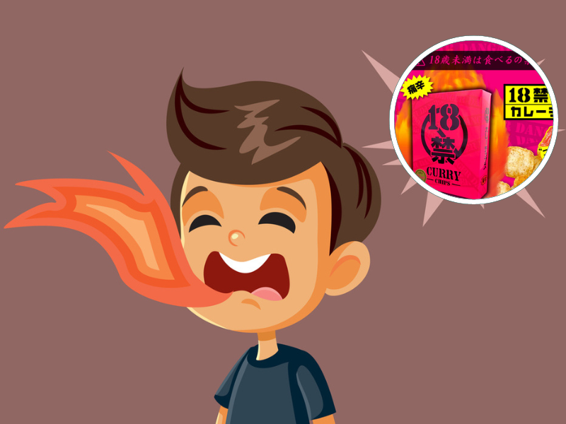 Boy with mouth on fire after eating spicy food