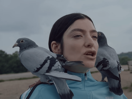 Lorde poses with two pigeons on her shoulders