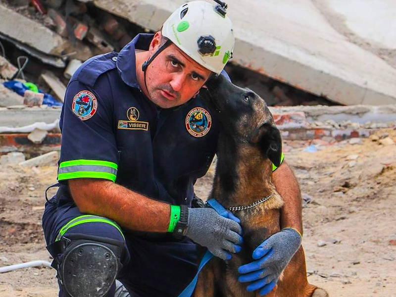 MAN AND DOG GEORGE BUILDING COLLAPSE