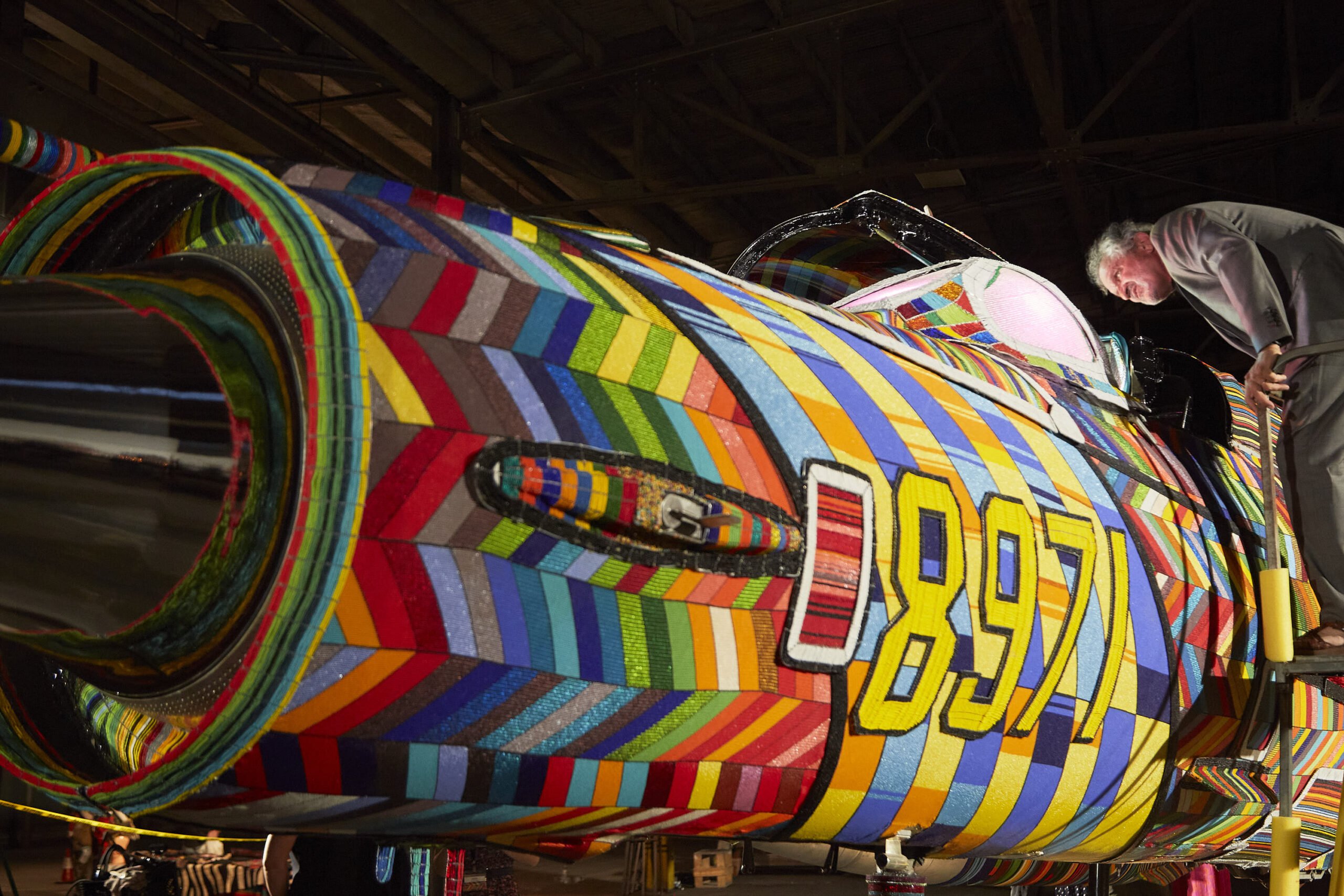 South African artist decorates fighter jet with over 35-million beads