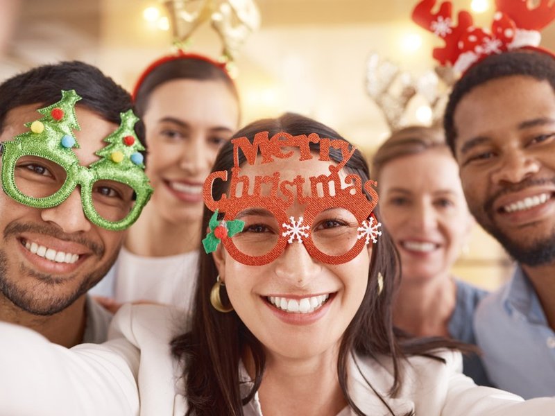 Adults at a Christmas party