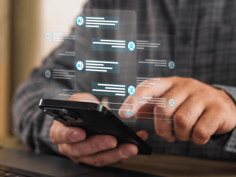 Man using AI chatbot on smartphone