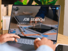 Man using laptop for job search