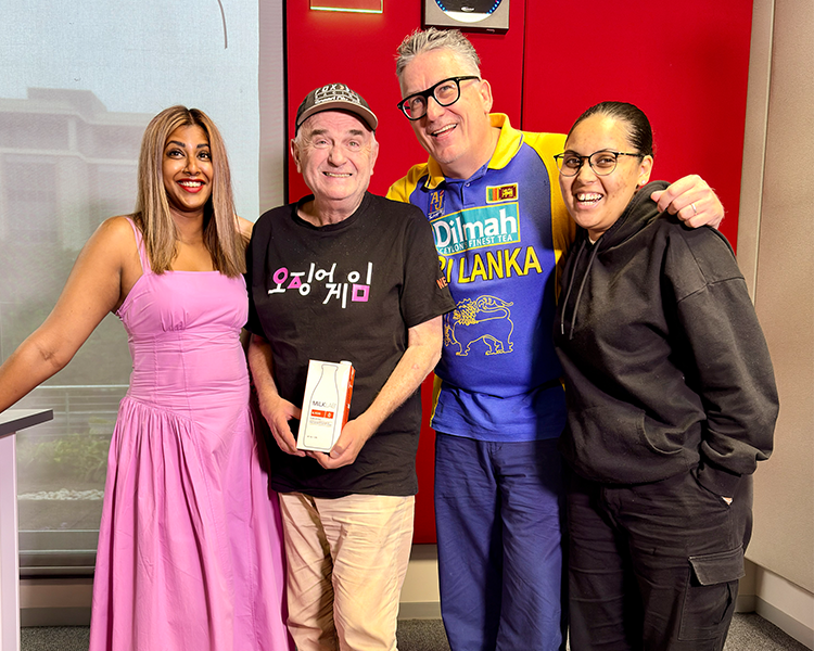 Mark Banks in studio with Breakfast