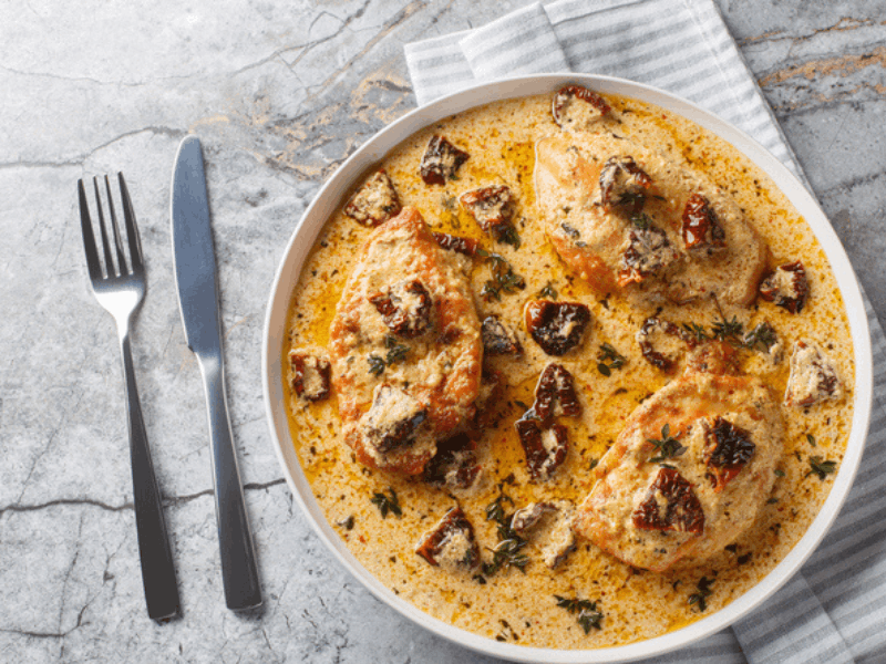 Marry Me Chicken in a white bowl