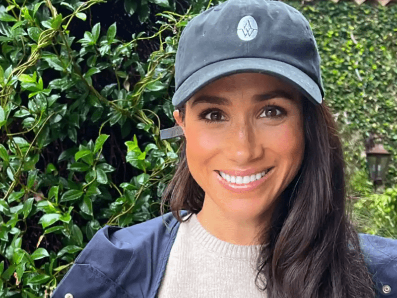 Meghan Markle wearing a grey Archwell cap