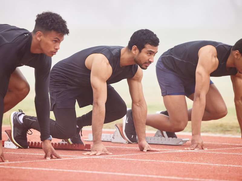 Men running