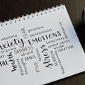 Mental health theme handwritten word cloud