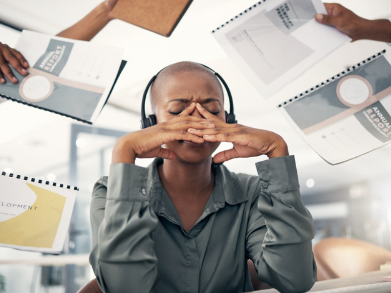 Mentally exhausted woman