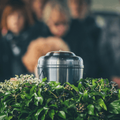 Metal urn at a funeral
