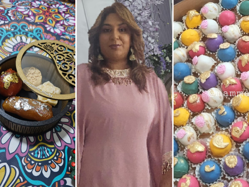 Miah Menoka Dawood posing with some of her Diwali offerings