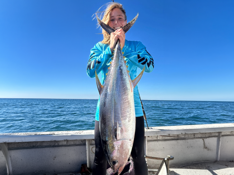 Michaela Daniel with a yellowfin tuna caught off Durban