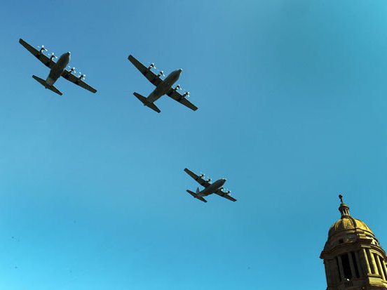 Military planes over Union Buildings