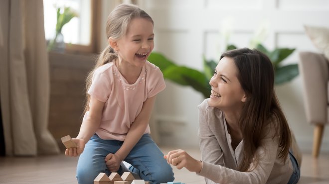 Mom and child playing