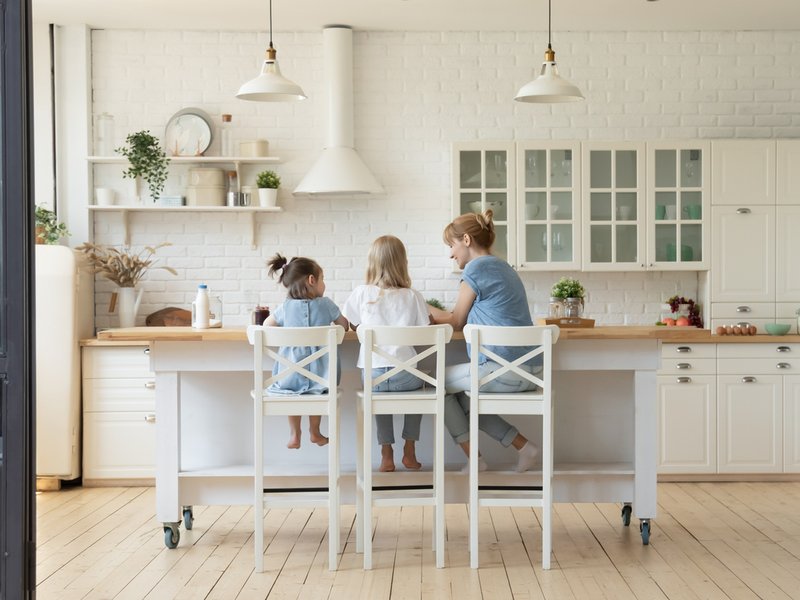 Mom and children in the kitchen