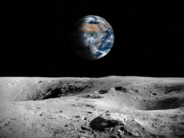 Moon surface with Earth in the background