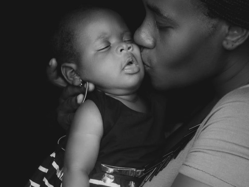 Mother and child black and white