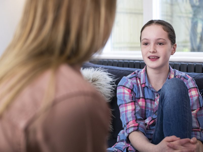 Mother and daughter talking