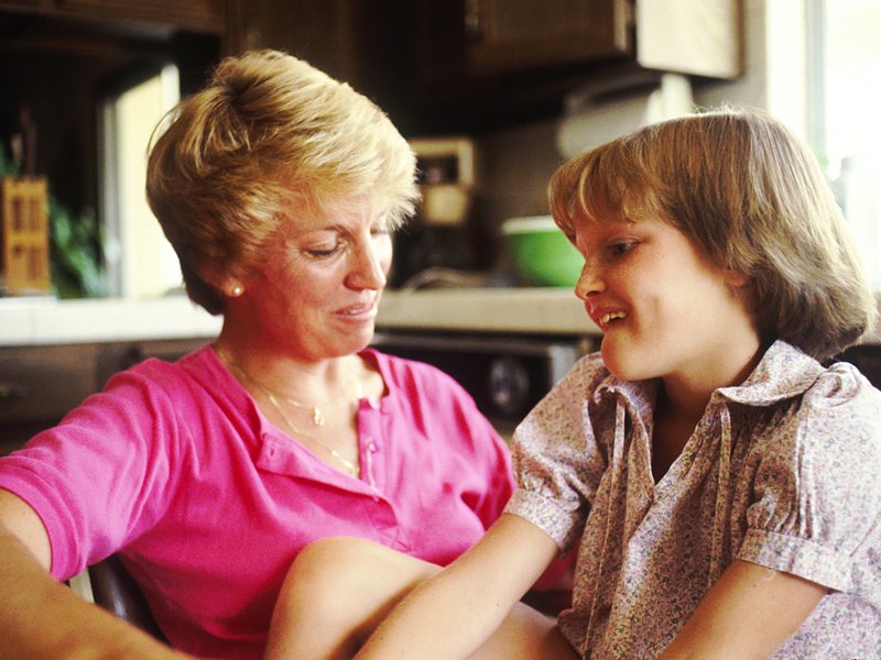 Mother and daughter talking