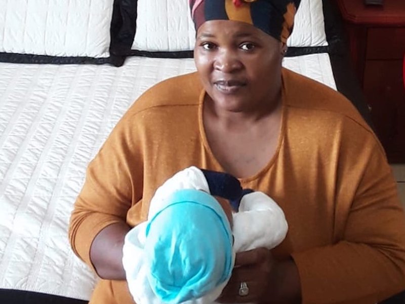 Nokuthula Gumede at home with her baby
