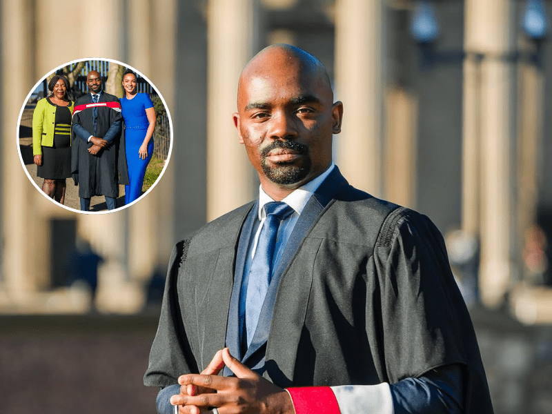 Musa Mthombeni wearing a graduation gown