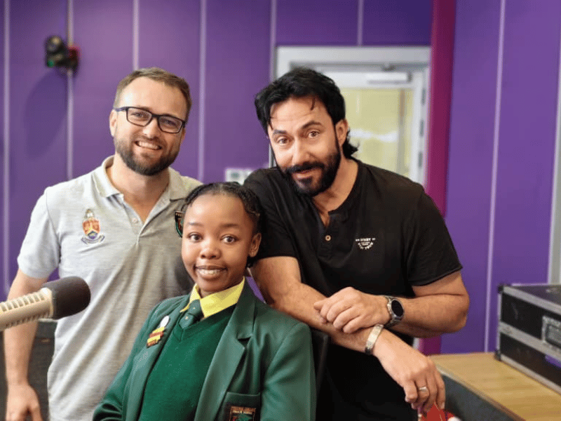 Njabulo Muthanti with martin bester and teacher