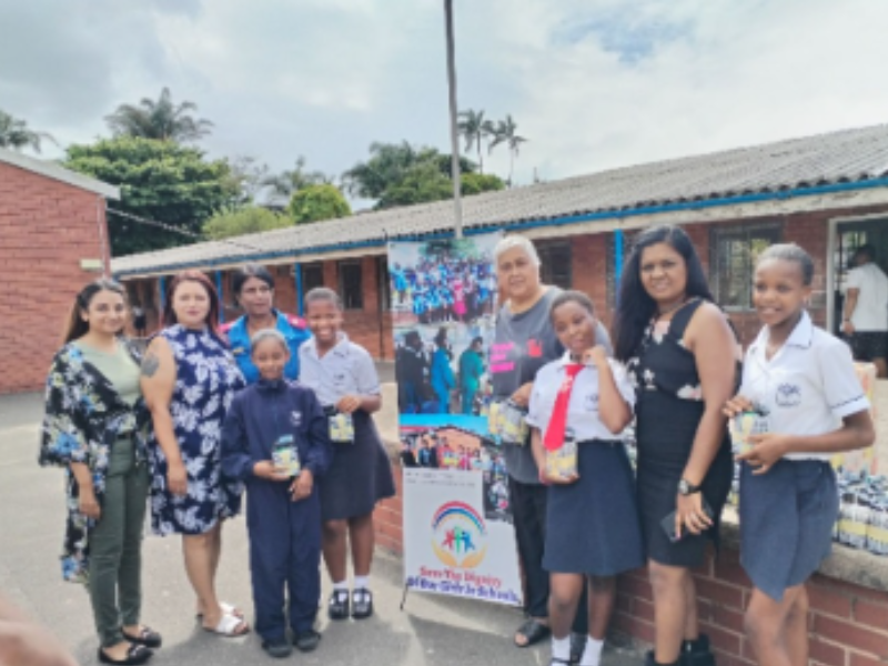 Non profit organisation hands out sanitary pads to school girls in Merebank