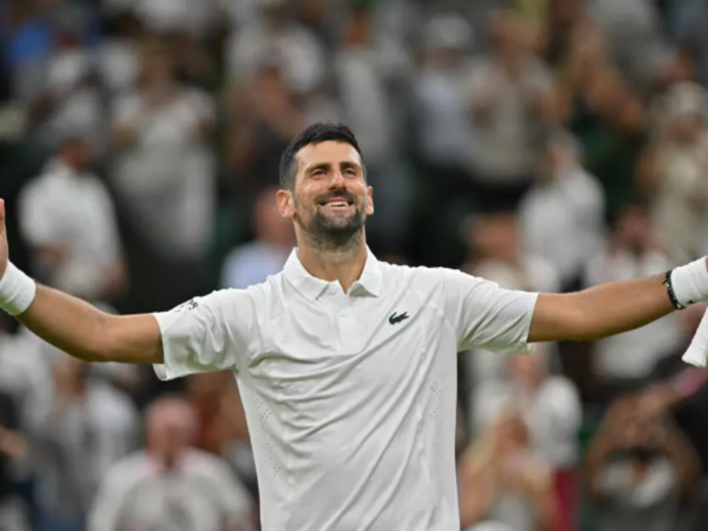 Novak Djokovic celebrates beating China's Wu Yibing