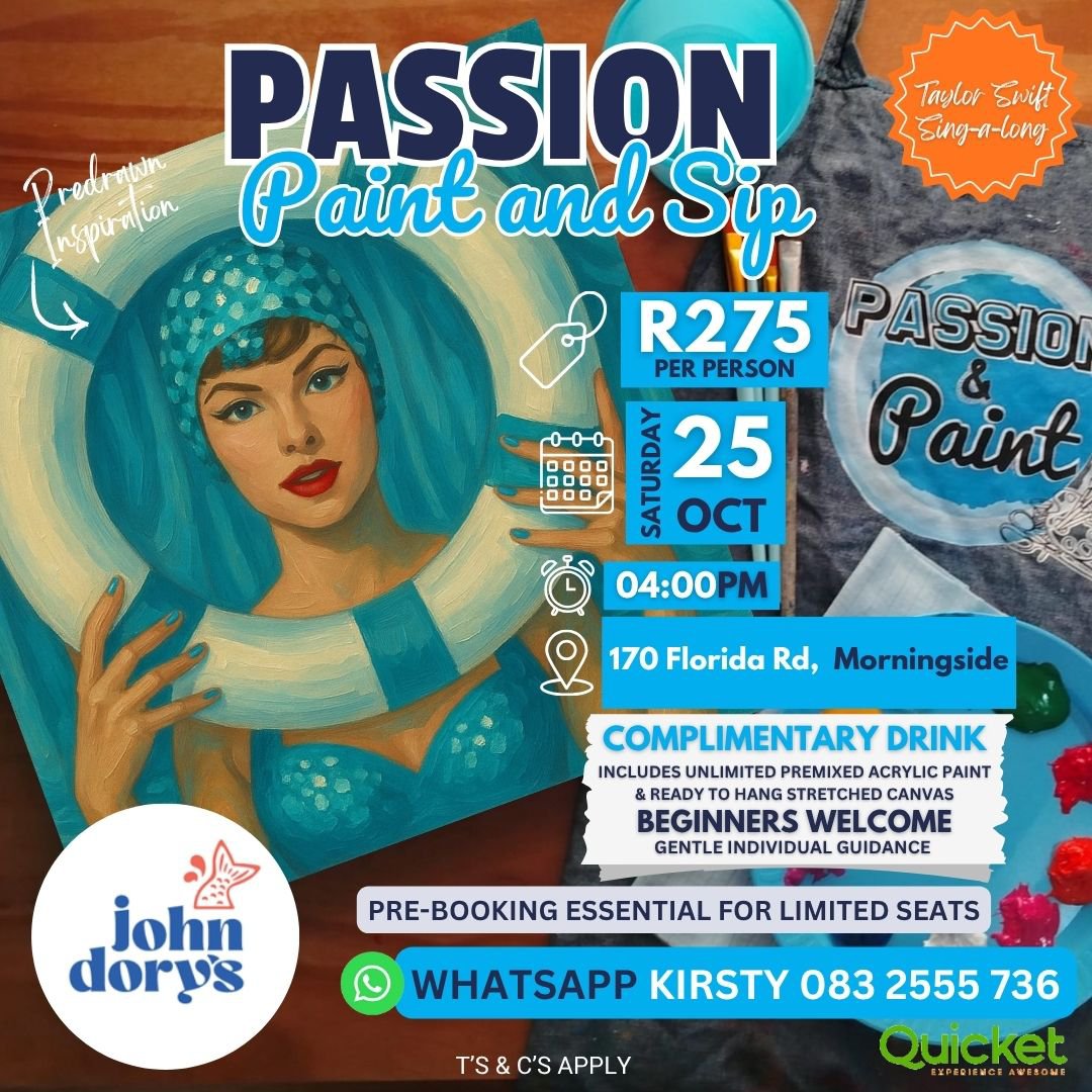 A poster for the Passion Paint and Sip event on Florida Road